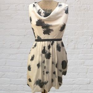 Ann Taylor Loft Cowlneck White Ivory Blue Sleeveless Bubble Hem Above Knee Dress